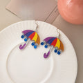 Colorful Acrylic Umbrella Drop Creative Dopamine Rainbow Rain Charm Summer Vacation Earrings view 3
