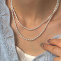 French Light Luxury Faux Pearl Beaded Necklace For Women Vintage Palace Style Round Geometric Collarbone Jewelry view 3