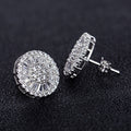 Round Crystal Cluster Stud Earrings in Silver Tone view 4