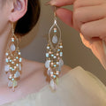 Chic Acrylic Rice Bead Teardrop Tassel Drop Earrings Bohemian Ethnic Vintage Stud Style view 1