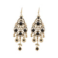 Light Luxury Alloy Rhinestone Flower Tassel Drop Earrings Vintage Palace Style Ear Hook Jewelry view 5