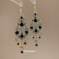 Light Luxury Alloy Rhinestone Flower Tassel Drop Earrings Vintage Palace Style Ear Hook Jewelry view 4