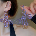 Chic Copper Butterfly Zircon Inlaid Drop Earrings With Silver Pins For Women view 4