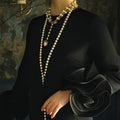 Light Luxury Faux Pearl Rhinestone Flower Bird Long Necklace For Women view 3