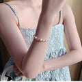 French Elegant Strawberry Quartz Pearl Beaded Bangle Light Luxury Geometric Round Bracelet view 2