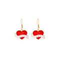 Vintage Red Enamel Heart Best Mom Banner Alloy Drop Dangle Hooks Sweet Mother's Day Fashion Earrings view 5