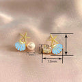 Fresh Shell And Starfish Stud Earrings With Pearl Enamel Detail, Vacation Style Jewelry view 4