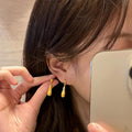 Copper 3D Flower Stud Earrings With Shiny Sequins Light Luxury Minimalist Style view 2