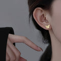 Copper 3D Flower Stud Earrings With Shiny Sequins Light Luxury Minimalist Style view 3