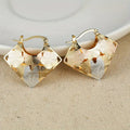 Metal Hollow Triangle Ear Cuffs For Women, Multicolor Rose Flower Chic Elegant Earrings view 3