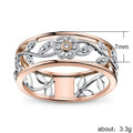 Two Tone Rose Gold Silver Openwork Flower Leaf Band Ring view 3