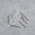 Slim Straight Silver Tone Ear Stud Bars With Tiny Flat Ends view 3