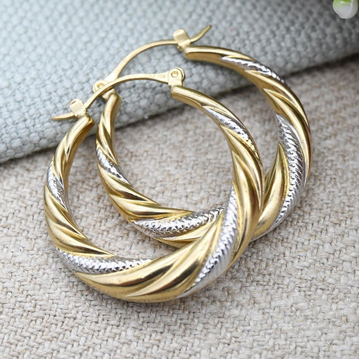 Two Tone Metal Ear Cuff For Women, Twisted Hoop Design Statement Fashion Jewelry Earrings