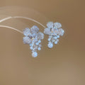 Light Luxury Faux Pearl Zircon Flower Stud Earrings With Silver Posts For Women view 4