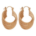 European And American Multi-Layer Hollow Twisted Oval Metal Clip-On Earrings, Vintage Minimalist Luxe Style view 5