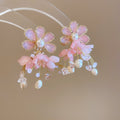 Freshwater Pearl Flower Tassel Drop Earrings With Sterling Silver Posts For Beach Vacation Style view 1