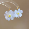 Sweet Fabric Flower Zircon Sequin Pendant Drop Earrings For Women Light Luxury Style view 2