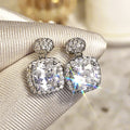 Geometric Oval Square Stud Earrings For Women With Chunky Zircon, Luxury Formal Jewelry view 1