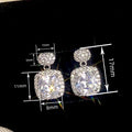 Geometric Oval Square Stud Earrings For Women With Chunky Zircon, Luxury Formal Jewelry view 4