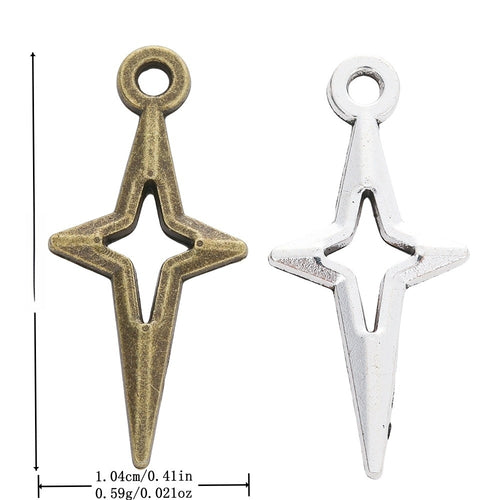 Zinc Alloy Four Point Star Charm Pendant for DIY Necklace Bracelet Jewelry Making