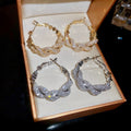 Copper Zircon Mesh Wrap Hoop Earrings With Silver Needle, Light Luxury European Style view 1