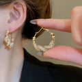 Copper Zircon Mesh Wrap Hoop Earrings With Silver Needle, Light Luxury European Style view 4