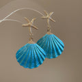 Painted Shell Pendant Necklace And Earrings Jewelry Set Alloy Beach Vacation Style Collarbone Chain view 3