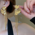 Alloy Zircon Flower Tassel Drop Earrings, European American Light Luxury Fashion Studs view 4