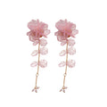 Fresh Sweet Acrylic Flower Tassel Drop Earrings With Silver Pin For Women view 5