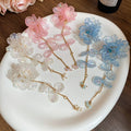 Fresh Sweet Acrylic Flower Tassel Drop Earrings With Silver Pin For Women view 3