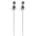 Resin Round Ball Tassel Drop Earrings With Silver Needle, Korean Minimalist Geometric Jewelry view 5