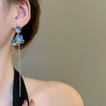 Resin Round Ball Tassel Drop Earrings With Silver Needle, Korean Minimalist Geometric Jewelry view 3