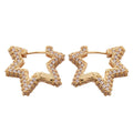 Light Luxury Copper Zircon Irregular Star Stud Earrings Vintage Elegant Fashion Ear Jewelry view 5