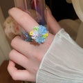 Fresh Resin Flower Seed Bead Open Ring For Women view 3