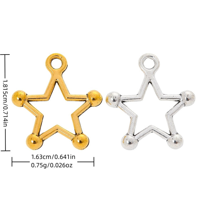 Zinc Alloy Five Point Star Charm Pendant No.878422 for DIY Necklace Bracelet Jewelry Making