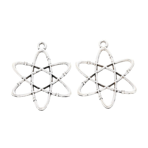 Antique Silver Zinc Alloy Molecule Hexagram Charm Pendant for DIY Necklace Bracelet Jewelry Making