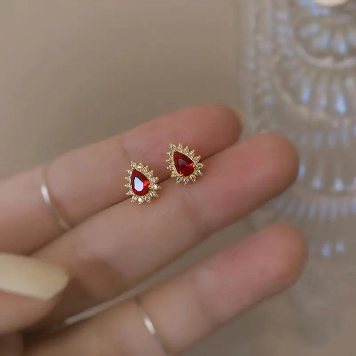 Elegant French Vintage Water Drop Stud Earrings For Women, Delicate Daily Fashion Jewelry