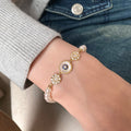 18K Gold Plated Zircon Faux Pearl Beaded Bangle, French Vintage Light Luxury Women's Jewelry view 2