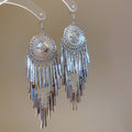 Vintage Geometric Round Tassel Metal Drop Earrings For Women, Chic Ethnic Style Statement Jewelry view 1