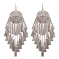 Vintage Geometric Round Tassel Metal Drop Earrings For Women, Chic Ethnic Style Statement Jewelry view 5