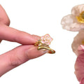 18K Gold Plated Zircon Enamel Flower Open Ring For Women view 5