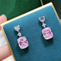 Princess Pink Heart Shape Drop Earrings For Women Sweet Girl Light Luxury Geometric Ear Jewelry view 3