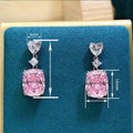 Princess Pink Heart Shape Drop Earrings For Women Sweet Girl Light Luxury Geometric Ear Jewelry view 4