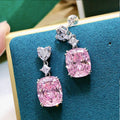 Princess Pink Heart Shape Drop Earrings For Women Sweet Girl Light Luxury Geometric Ear Jewelry view 2