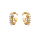 Light Luxury Round Faux Pearl Rhinestone Stud Earrings For Women Vintage Elegant Geometric Jewelry view 5