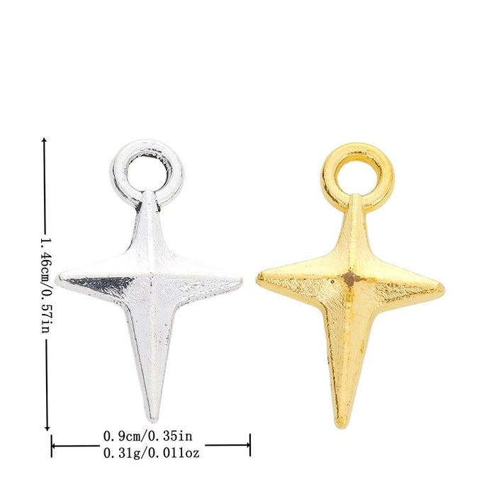 Zinc Alloy Four Point Star Charm Pendant No.061527 for DIY Necklace Bracelet Jewelry Making