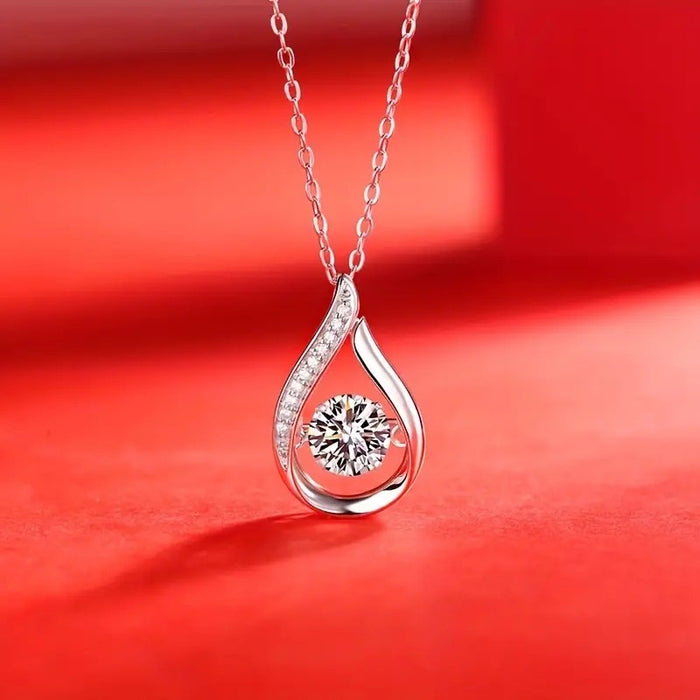 Water Drop Necklace With Hollow Geometric Pendant, Elegant Versatile Fashion Jewelry
