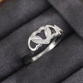 Japan Korea Style Heart Ring For Women, Micro Paved Zircon Buckle Heart Fashion Jewelry view 3