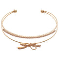 Light Luxury Copper Zircon Bow Double Layer Open Bangle French Delicate Jewelry view 5