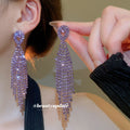 Chic Copper Rhinestone Waterdrop Tassel Drop Earrings With Silver Posts view 4
